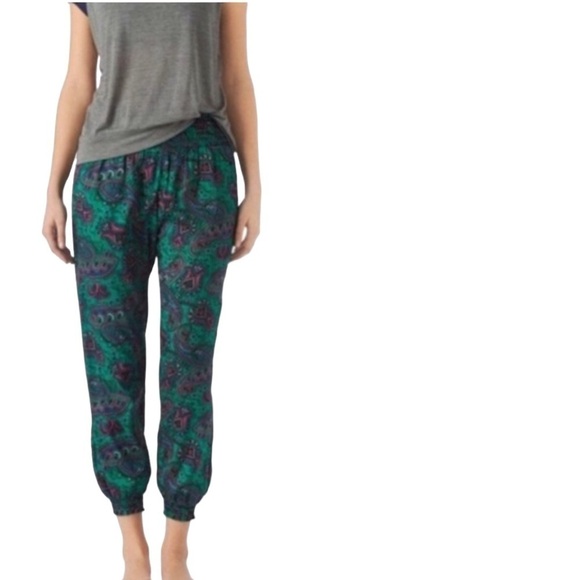 Aerie Lounge Pajama Pants Small Satin Boho Elastic Waist Printed Colorful Hippie - Picture 2 of 9